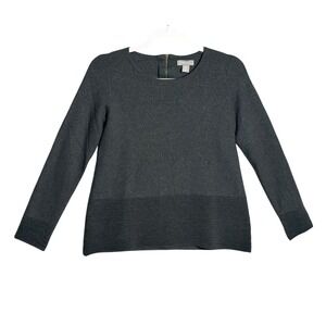 Kenar‎ Sz S Extra Fine Merino Wool Pullover Sweater Zip Back Ribbed minimalist